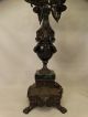 (2) Vintage Italian Figural Bronze & Marble Old Winged Putti Statue Candelabra Metalware photo 7