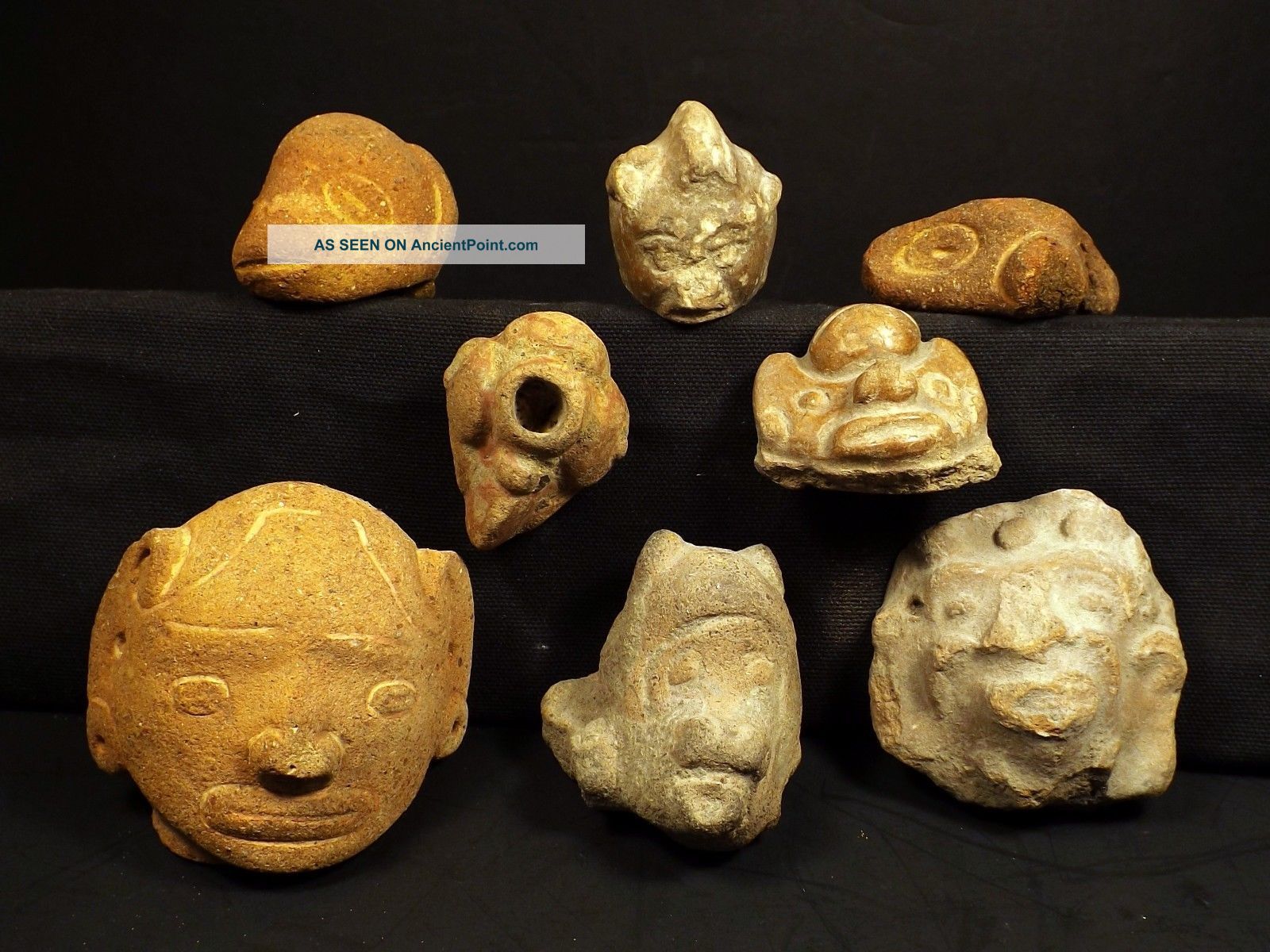 8 Pre - Columbian Head Face Pottery Fragments Ancient Artifact Mexico Mayan Effigy The Americas photo