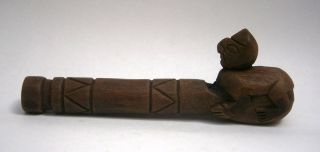 Pre - Columbian Chimú Wood Whistle - With Representation Of A Man photo