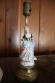 Vintage Porcelain Table Lamp With Shade - Woman Lamps photo 1