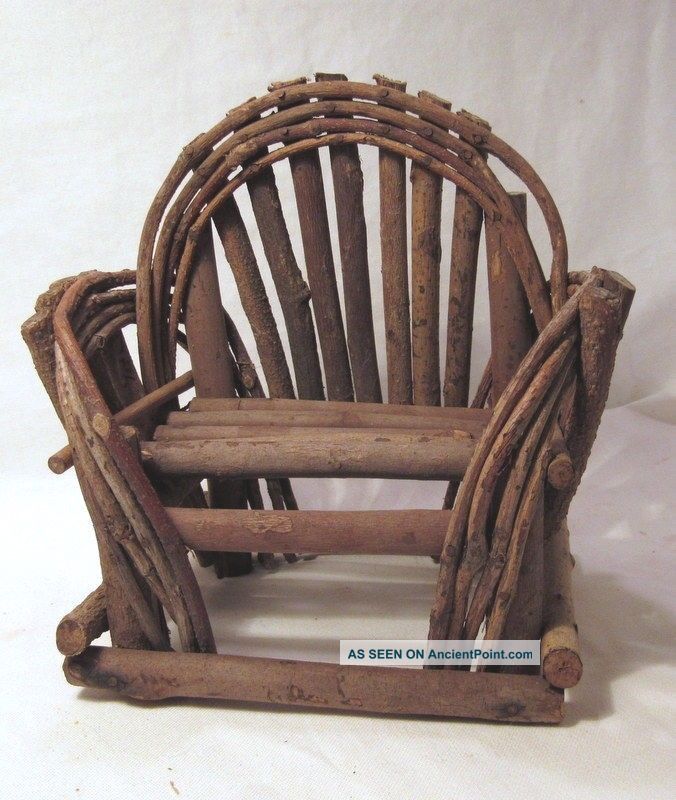 Adirondack Bent Wood Primitive Folk Art Doll Chair 8 
