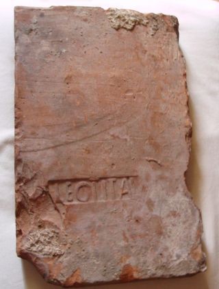 Ancient Roman Legionary Clay Brick With Stamp Leg I Ital photo