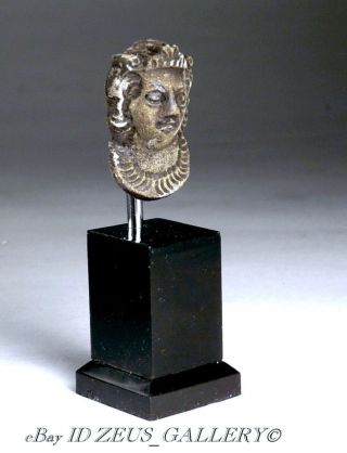 Ancient Roman Silver Goddess Female Bust Figure Appliqué Authentic C.  100 Ad photo