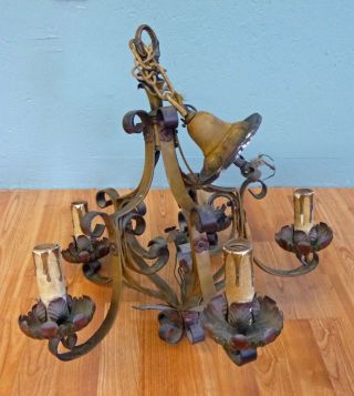 Antq Art Deco Spanish Revival Gothic Chandelier Restoration Lamp Parts photo