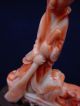 Chinese Coral Carved Figure Kwan - Yin & Foo Dog Corail Corallo W/base.  Rare Kwan-yin photo 7