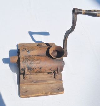 Antique Russell&irwin Cast Iron Sausage Stuffer,  Hand Cranked,  W/ Base Mounting photo
