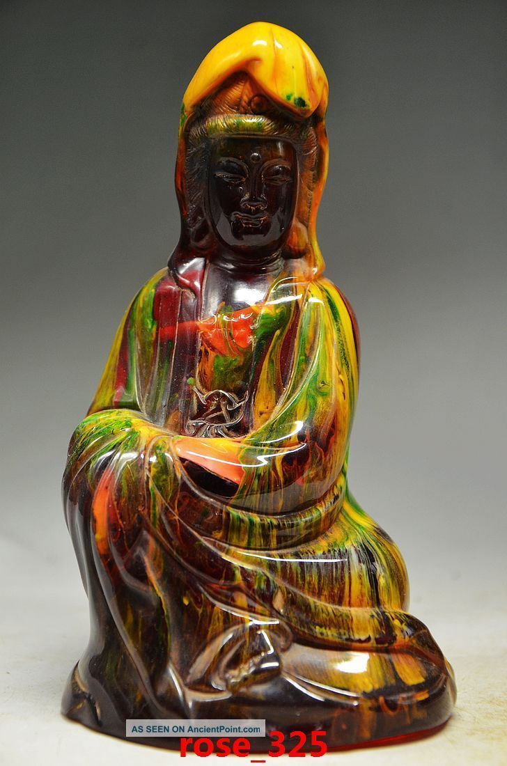 Chinese Fine Amber Handwork Kwan - Yin Statues Kwan-yin photo