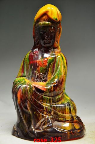 Chinese Fine Amber Handwork Kwan - Yin Statues photo