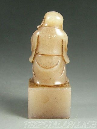 Old Chinese 19th C Shou Shan Soapstone Carved Chop/seal God Of Longevity At Top photo