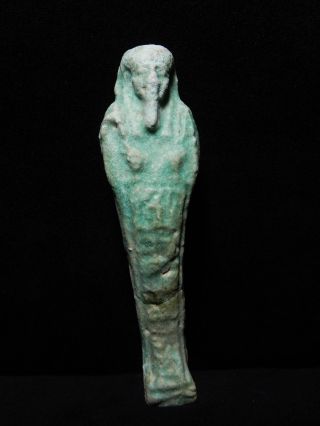 Zurqieh - Ancient Egypt,  Inscribed With Hieroglephs,  Faience Shabti photo