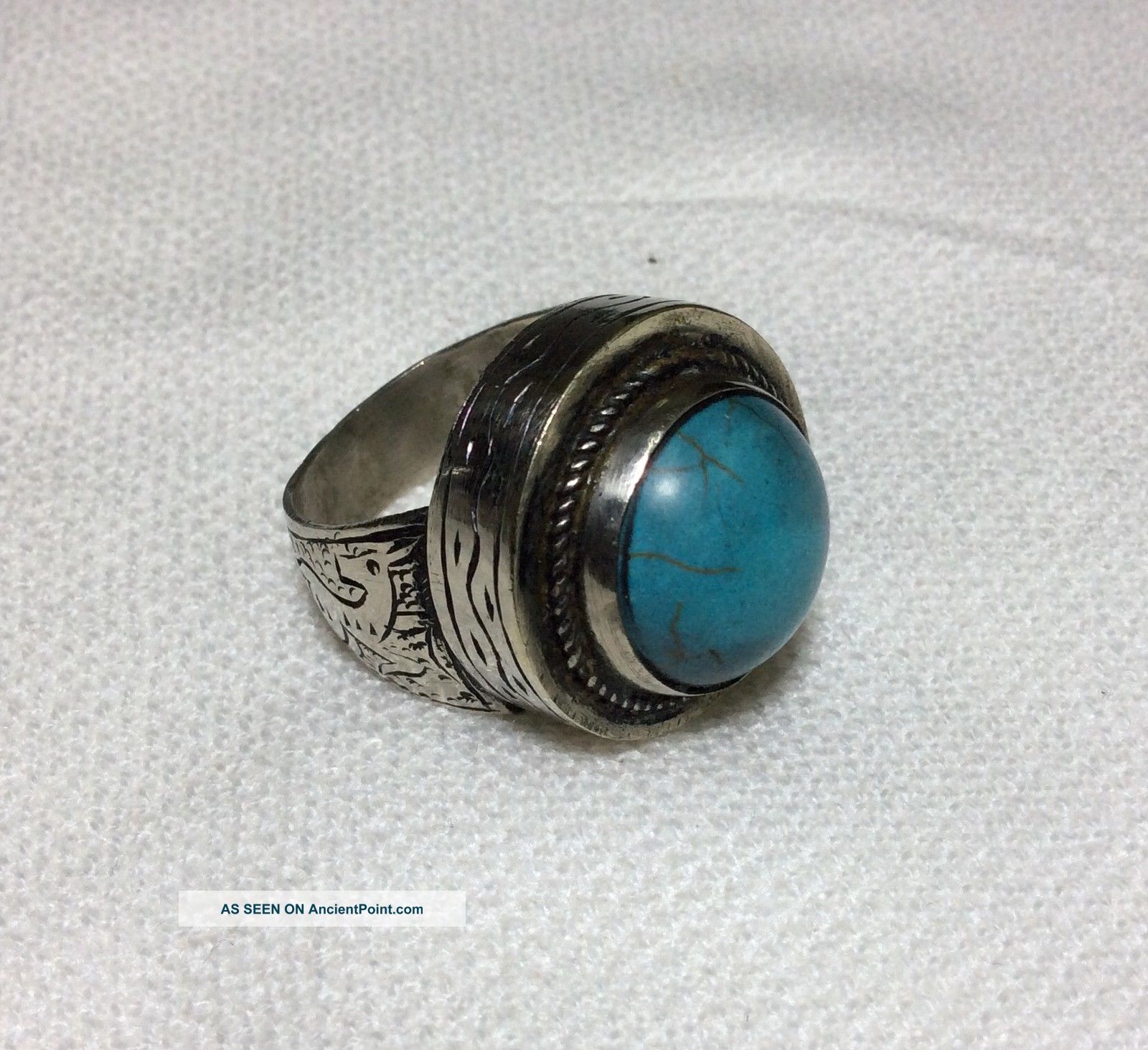 Mens Islamic Old Blue Turquoise Rings Antique Afghani خاتم فيروز افغاني Islamic photo