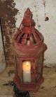 Farmhouse Red Metal Lantern Candle Holder Primitive/french Country Style Decor Primitives photo 2