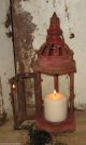 Farmhouse Red Metal Lantern Candle Holder Primitive/french Country Style Decor Primitives photo 4