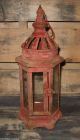 Farmhouse Red Metal Lantern Candle Holder Primitive/french Country Style Decor Primitives photo 5