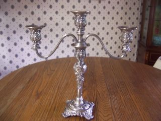 Vintage Wm Rogers & Son Silverplated ' Victorian Rose ' Candle Holder /candelabra photo