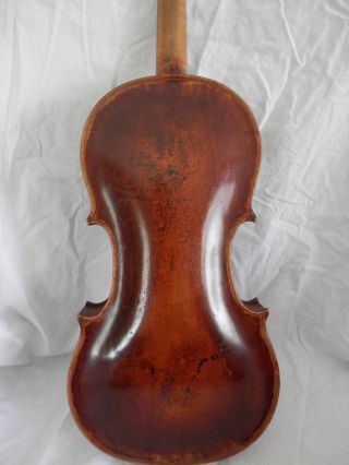 Handsome Violin & Bow With Case/ Solid Back All Antique/ No Labels/ Look photo