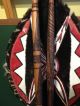 Masai Maasai African Tribal Goat Skin Shield & Two Double Ended Spears,  Sheaths Other African Antiques photo 3