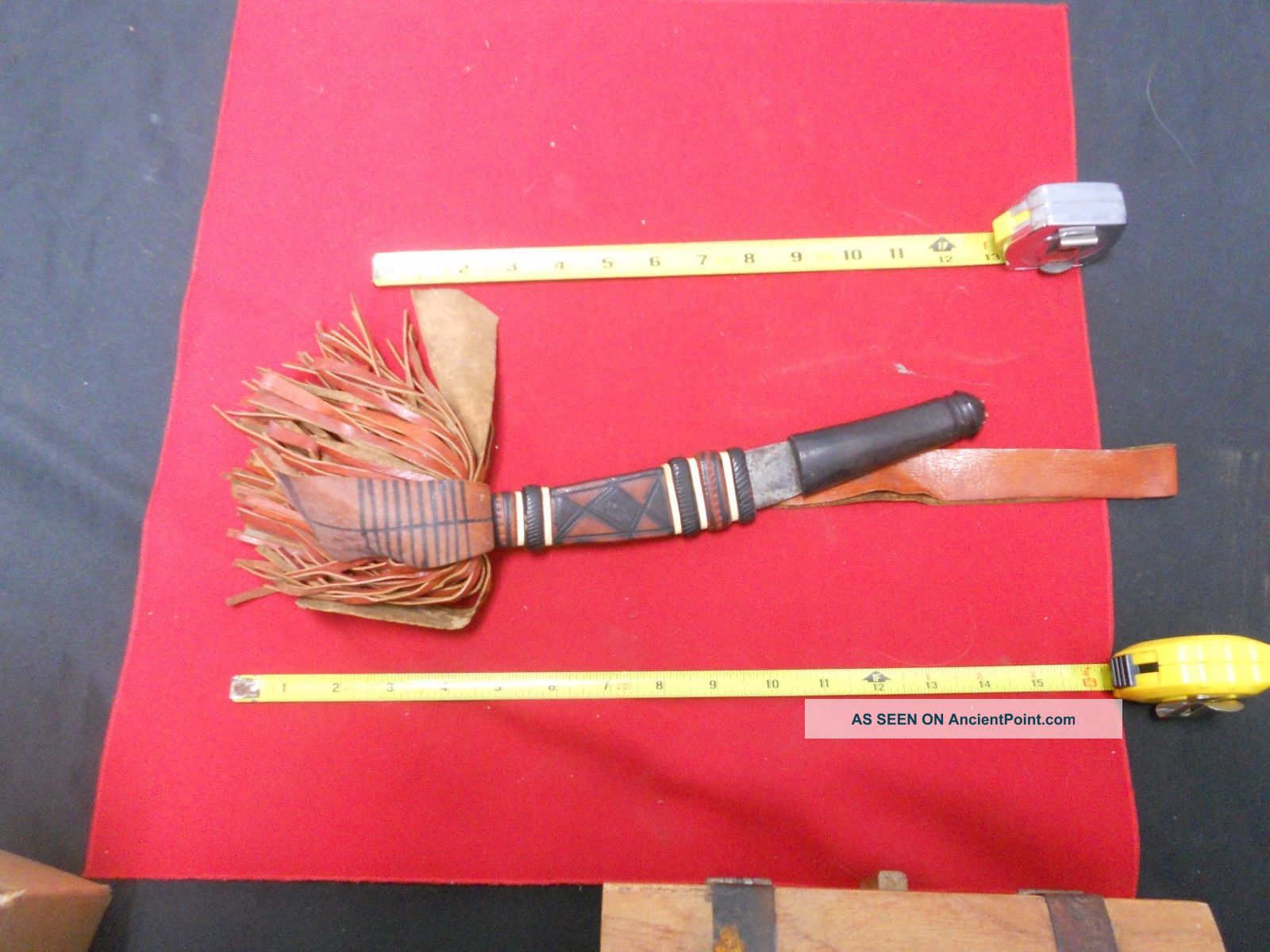 Antique African Handmade Dagger Knife Leather Handle Sheath 10 In L Knife Other African Antiques photo