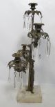 Antique 19th C French Figural Bronze Girandole Candelabra On Marble W Prisms Yqz Chandeliers, Fixtures, Sconces photo 3