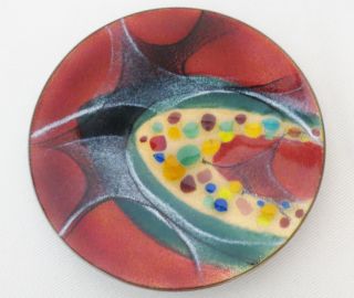 Vintage Abstract Enamel On Copper Plate Quebec Art Mid Century Modern Eames Era photo