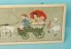 Antique German Lithograph Children Doll Dachshund Goats Cart Victorian Signed Mf Victorian photo 2