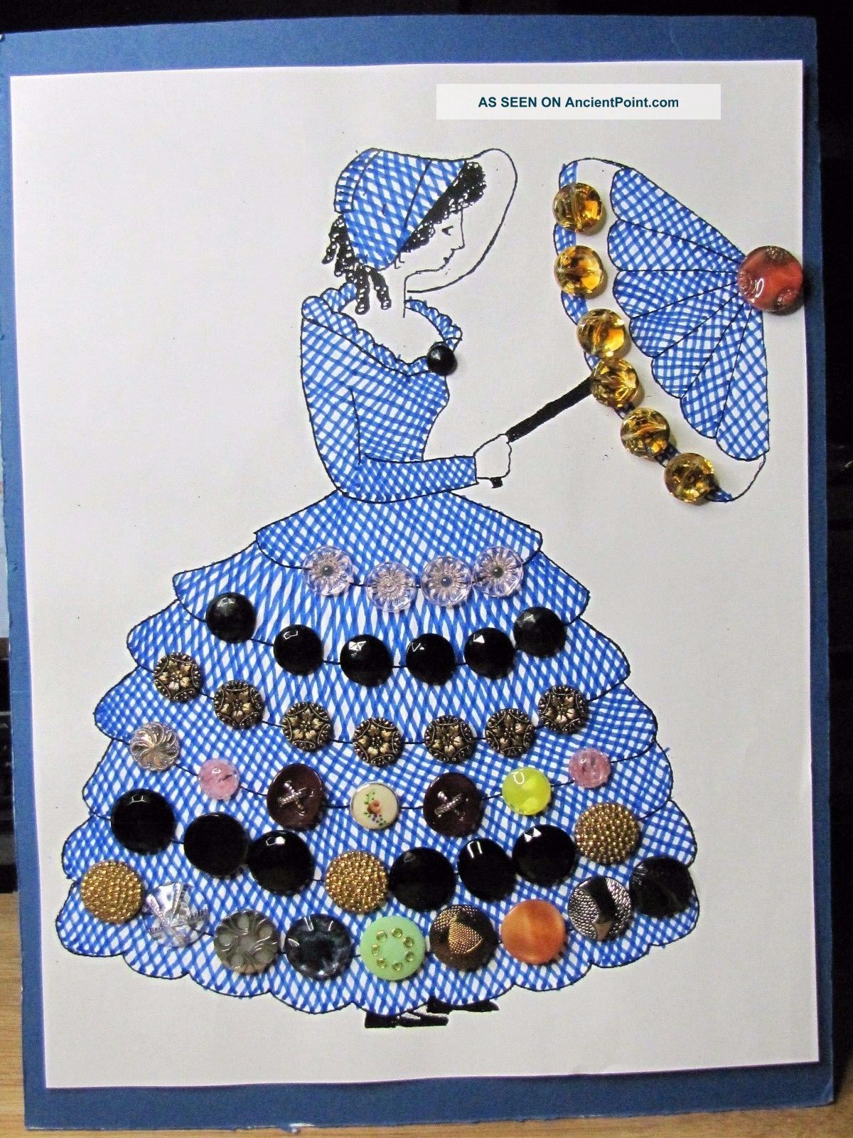 Gal W/ Umbrella 49 Glass Buttons Buttons photo