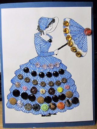 Gal W/ Umbrella 49 Glass Buttons photo