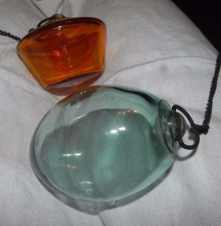 2 Hand Blown Glass Curio Decorative Floats Made In Japan photo