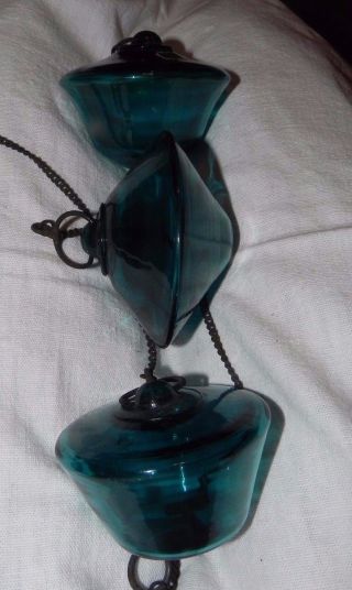 3 Hand Blown Turquoise Glass Curio Decorative Floats Made In Japan photo