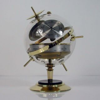 1950s Mid Century Modern Space Age Sputnik Weather Station 3 - In - 1 Barometer photo