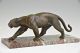 Ouline Art Deco Bronze Sculpture Panther On Marble Base,  France 1925 Metalware photo 3