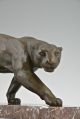 Ouline Art Deco Bronze Sculpture Panther On Marble Base,  France 1925 Metalware photo 7