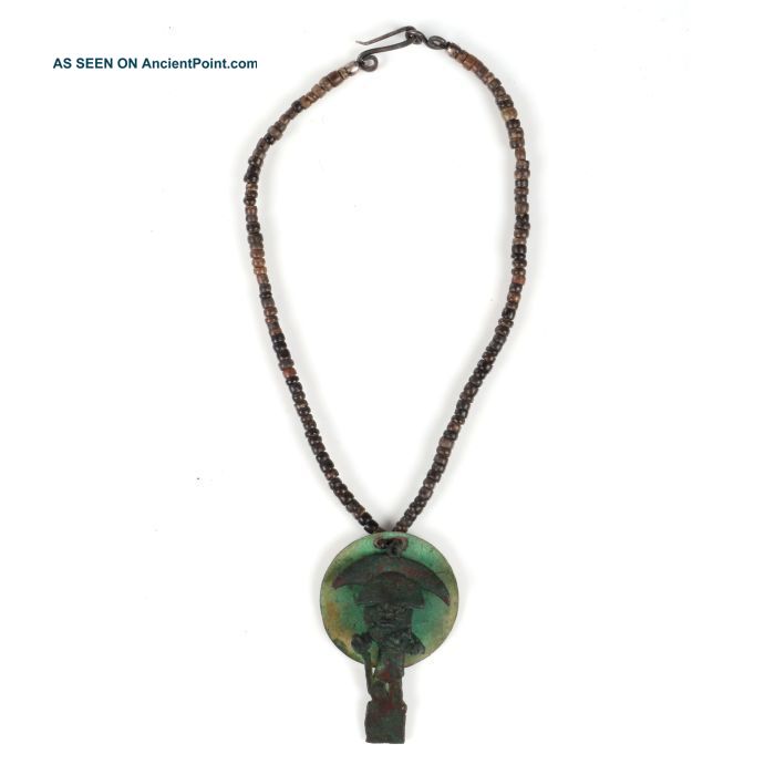 Pre - Columbian Chimu Bronze Figure And Necklace The Americas photo