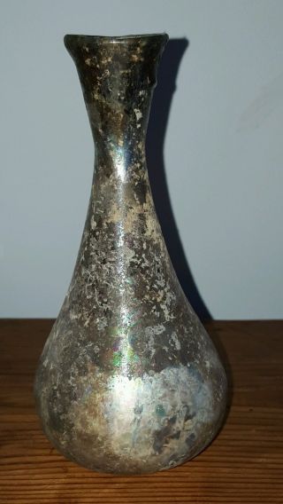 17 Cm Tall Ancient Roman Bottles Glass Unguentarium Circa 1st - 2nd Ad. photo