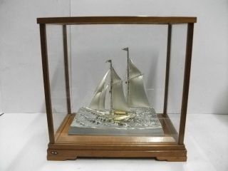 The Sailboat Of Silver Of The Most Wonderful Japan.  2masts.  A Japanese Antique. photo