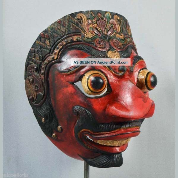 Indonesia Javanese Jawa Wayang Topeng Mask Maschera Wooden Carved Pt88 Pacific Islands & Oceania photo