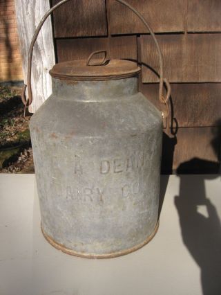 Vintage Milk Can O A Dean Dairy Co Metal Antique Advertising photo