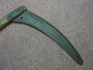 Antique Unmarked Sickle Sythe Corn Knife W/ Unusual Shaped Handle Old Farm Tool photo