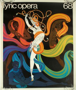 Alluring 1968 Vintage Lyric Opera Art Deco Poster Rare Swinging Sixties Erté Nr photo