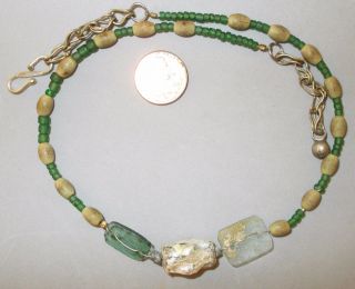 Ancient Roman Beads Patina Glass 2000yo,  Necklace Unique photo