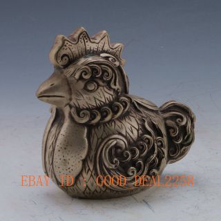Tibet Silver Copper Handwork Chicken Statue - - 吉祥如意 photo