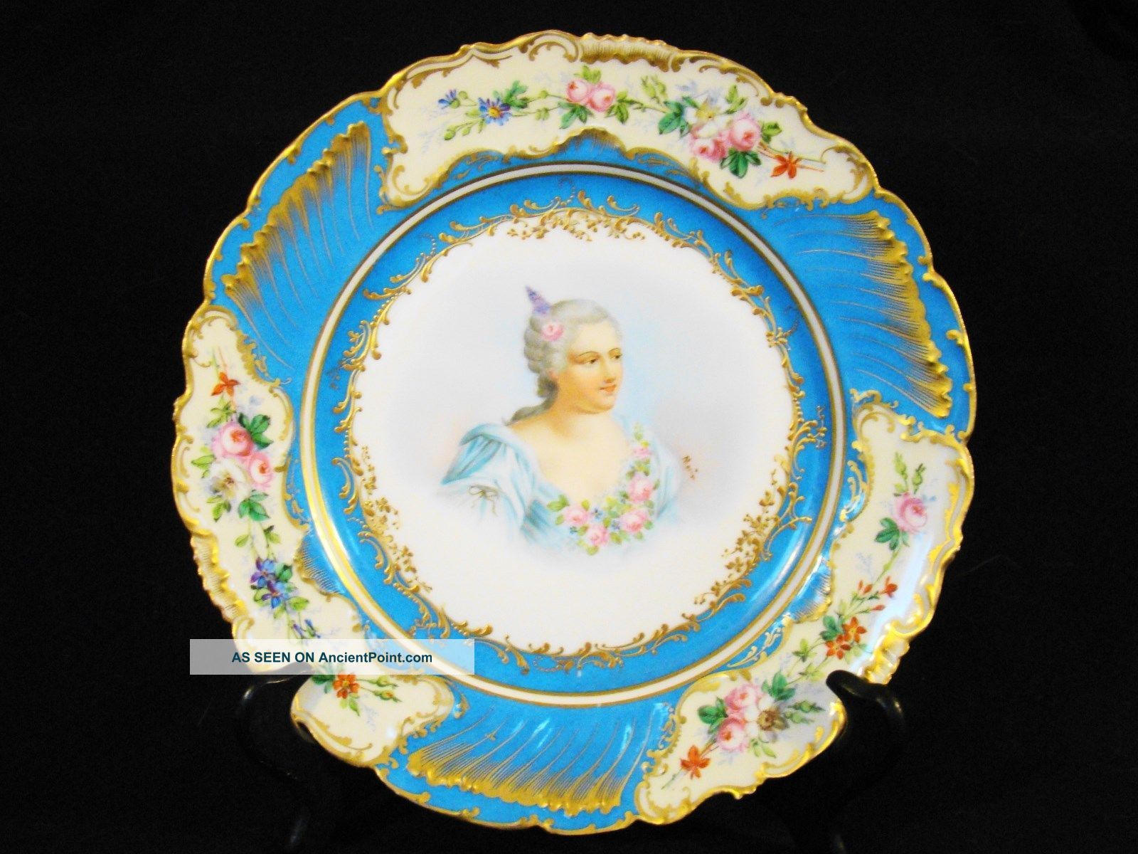 Antique Sevres Chateau Cabinet Porcelain Mme Du Parabere Hand Painted Plate 1844 Plates & Chargers photo