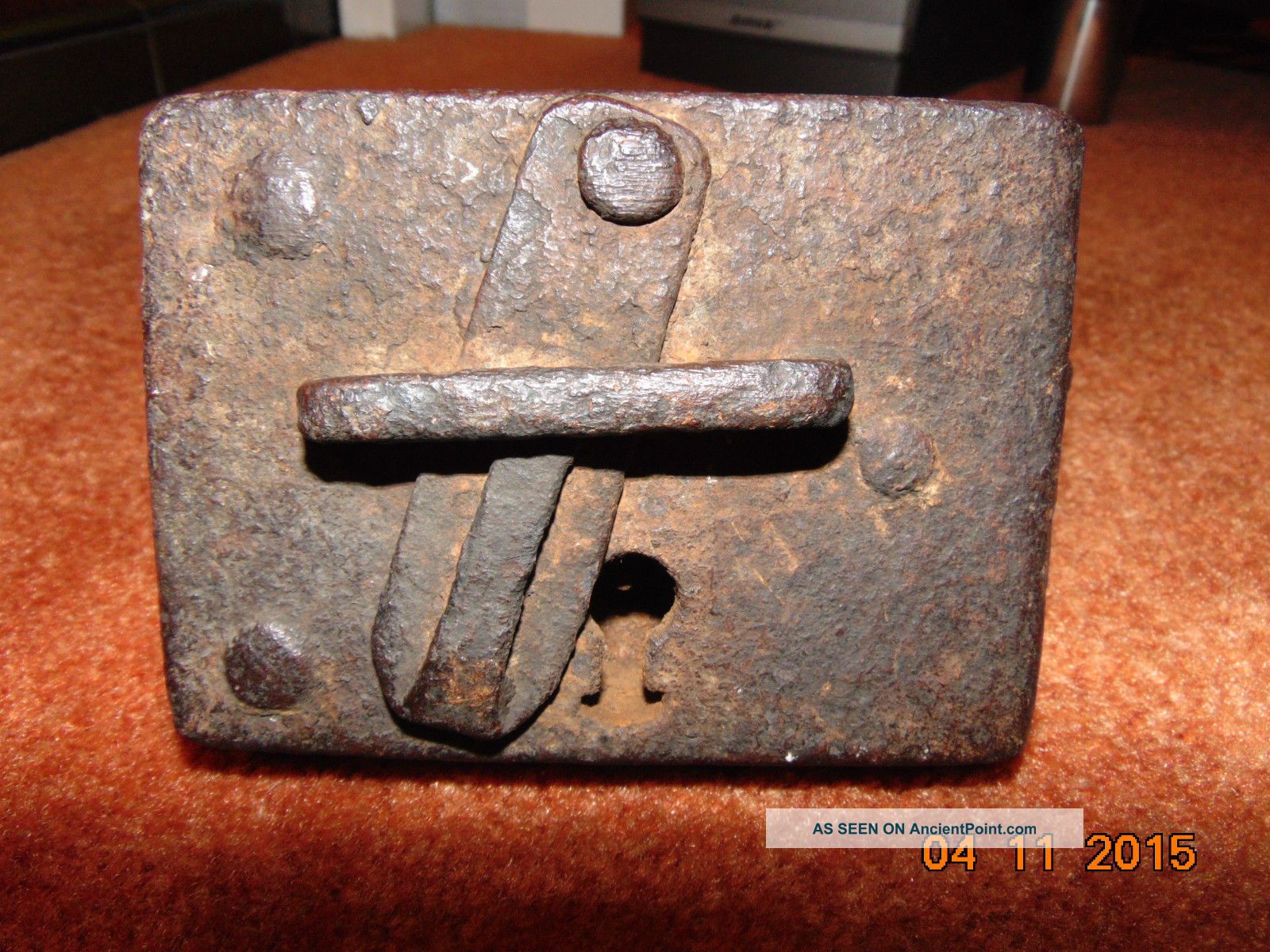 Antique Cast Iron Prisoner Dungeon Leg Shackle Padlock Restraint 2.  25kg Locks & Keys photo