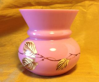 Antique Pink Cased Glass Vase/hand Painted Flowers: Actress Louise Currie Estate photo
