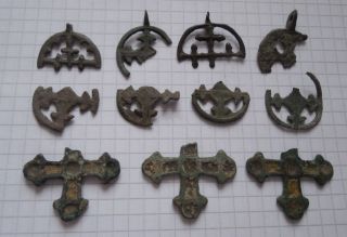 Viking Period Bronze 8 Pendants And 3 Cross With Loss 800 - 1000 Ad F, photo