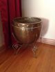 Large Vintage Brass Copper Pot Planter On Stand Metalware photo 3
