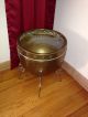 Large Vintage Brass Copper Pot Planter On Stand Metalware photo 5