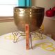 Large Vintage Brass Copper Pot Planter On Stand Metalware photo 8