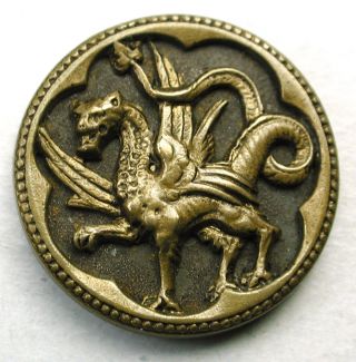 Antique Brass Button Fancy Dragon Design photo