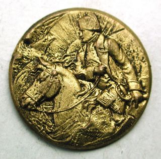 Antique Brass Button Detailed Napoleon On Horseback Pictorial Design - Cuff Size photo